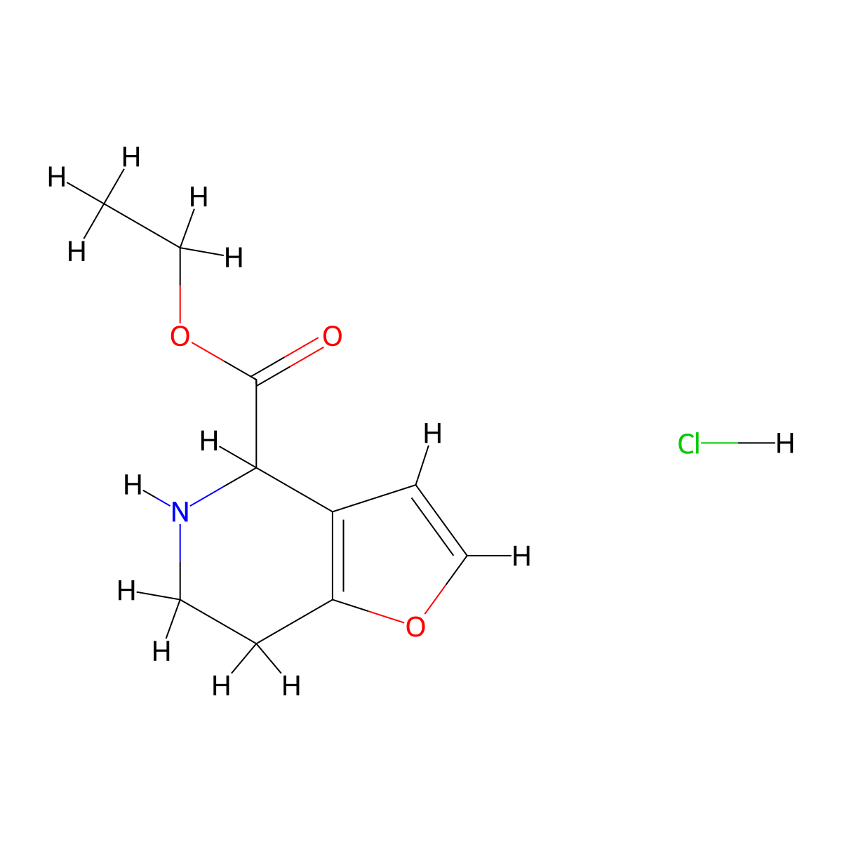ethyl 4H,5H,6H,7H-furo[3,2-c]pyridine-4-carboxylate hydrochloride molecular structure, CAS 2044713-32-6