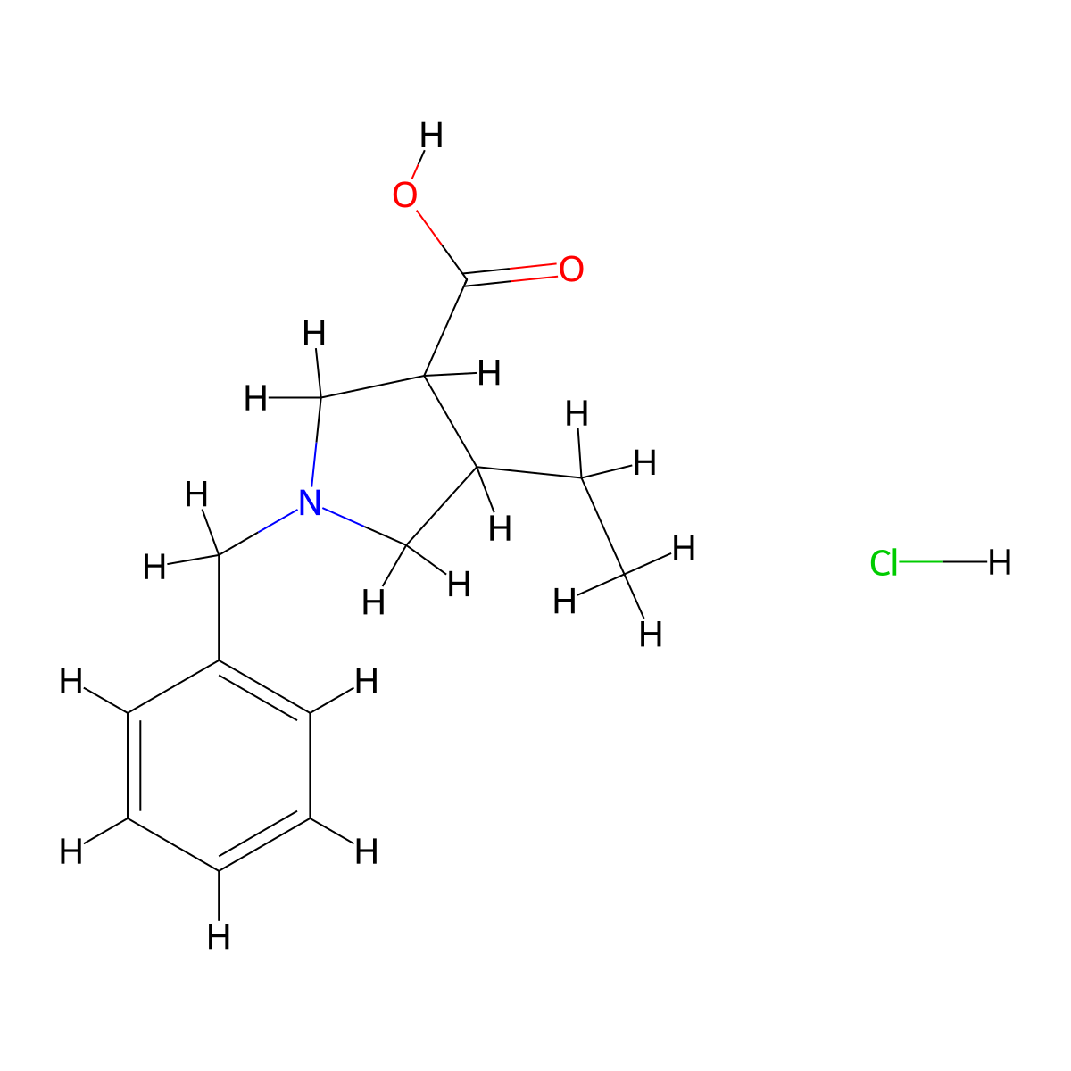1-Benzyl-4-ethylpyrrolidine-3-carboxylic acid hydrochloride molecular structure, CAS 2044713-33-7