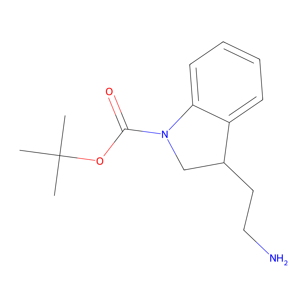 tert-butyl 3-(2-aminoethyl)-2,3-dihydro-1H-indole-1-carboxylate molecular structure, CAS 2044713-35-9