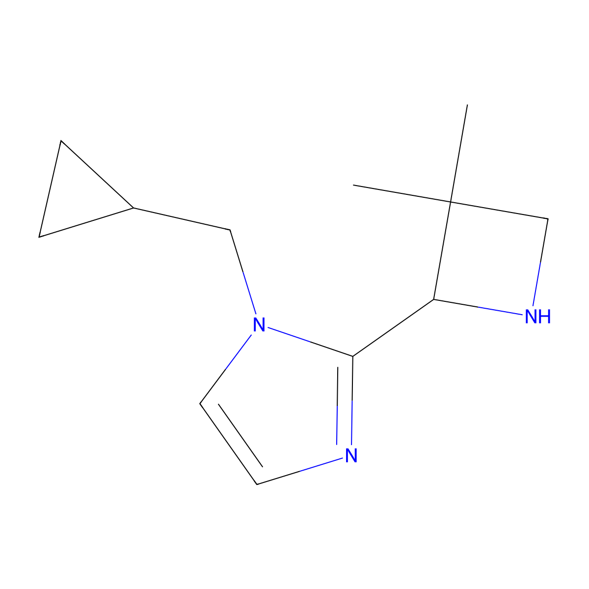 1-(cyclopropylmethyl)-2-(3,3-dimethylazetidin-2-yl)-1H-imidazole molecular structure, CAS 2044713-60-0