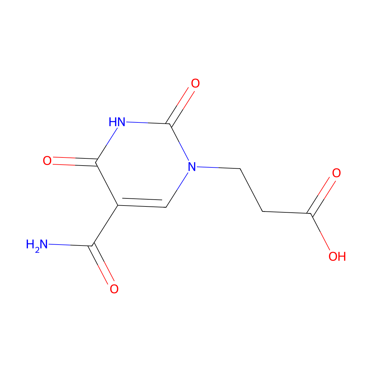 3-(5-Carbamoyl-2,4-dioxo-1,2,3,4-tetrahydropyrimidin-1-yl)propanoic acid molecular structure, CAS 2044713-63-3