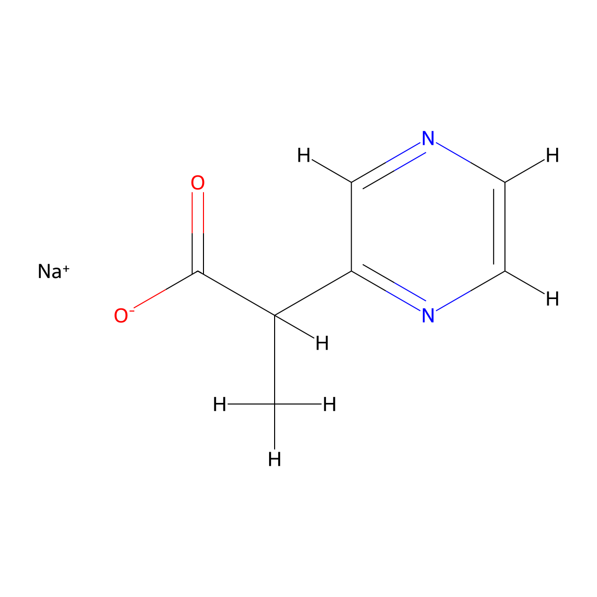 Sodium 2-(pyrazin-2-yl)propanoate molecular structure, CAS 2044713-66-6