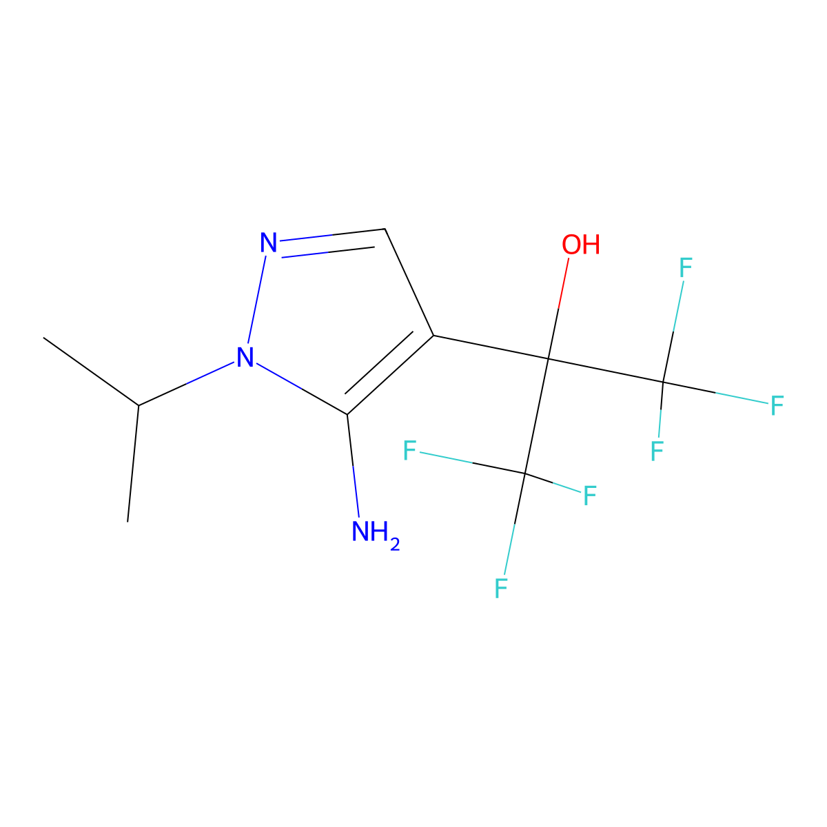 2-[5-amino-1-(propan-2-yl)-1H-pyrazol-4-yl]-1,1,1,3,3,3-hexafluoropropan-2-ol molecular structure, CAS 2044713-72-4