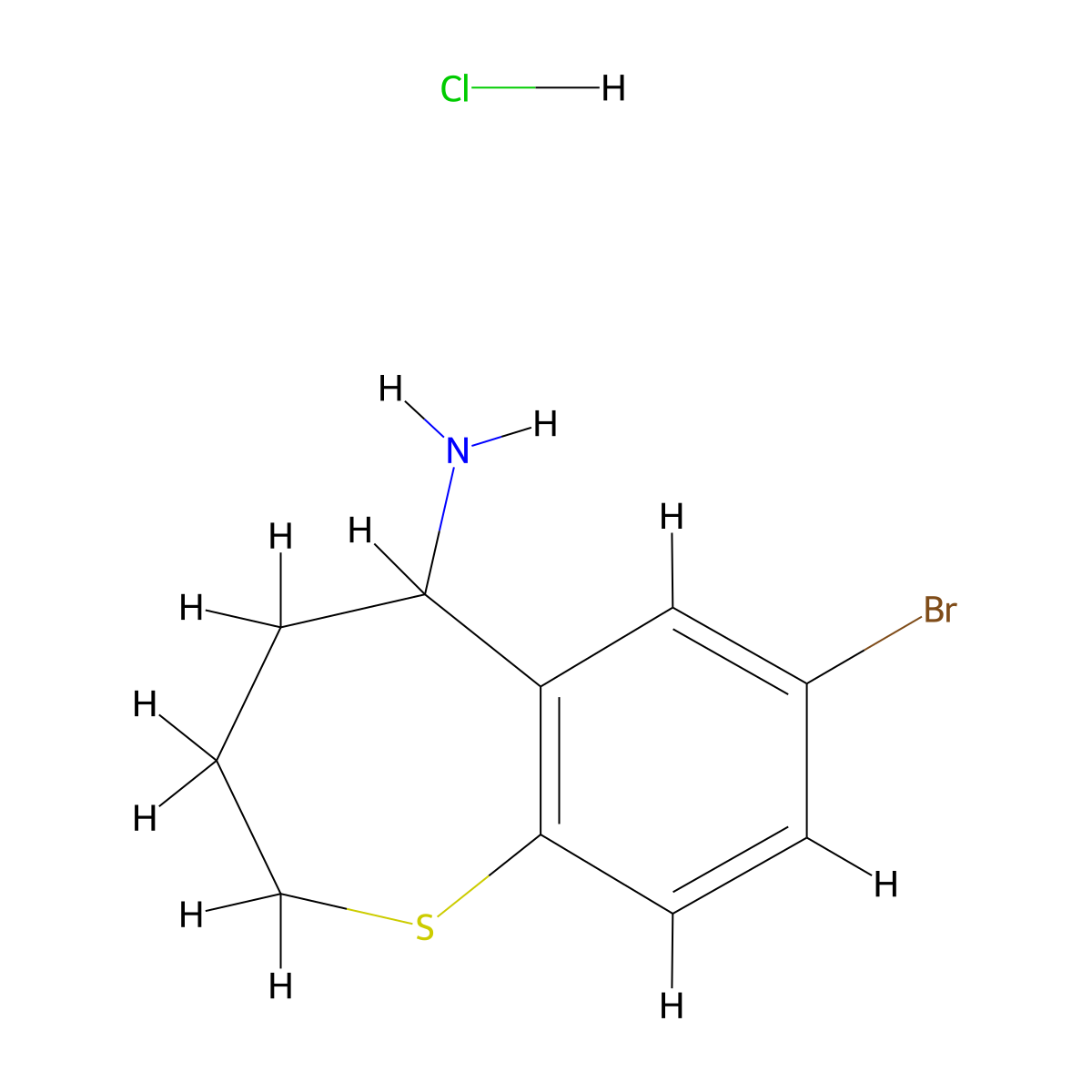 7-Bromo-2,3,4,5-tetrahydro-1-benzothiepin-5-amine hydrochloride molecular structure, CAS 2044713-75-7