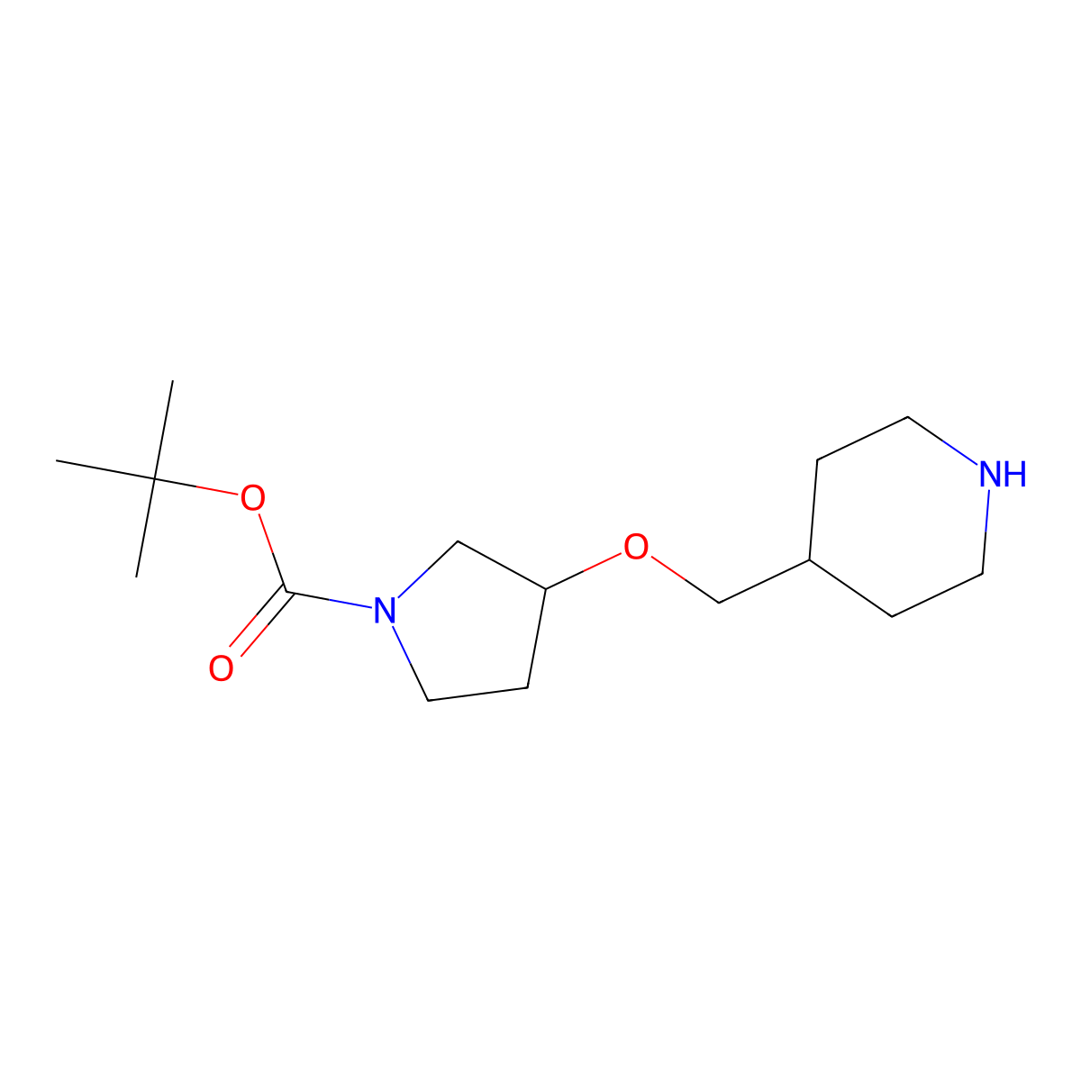 tert-Butyl 3-[(piperidin-4-yl)methoxy]pyrrolidine-1-carboxylate molecular structure, CAS 2044713-77-9