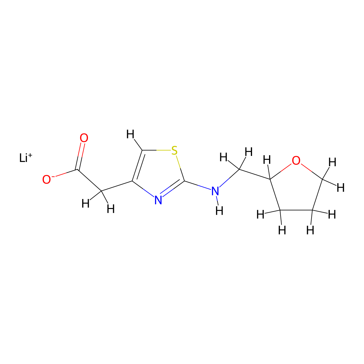 Lithium(1+) ion 2-(2-{[(oxolan-2-yl)methyl]amino}-1,3-thiazol-4-yl)acetate molecular structure, CAS 2044713-86-0