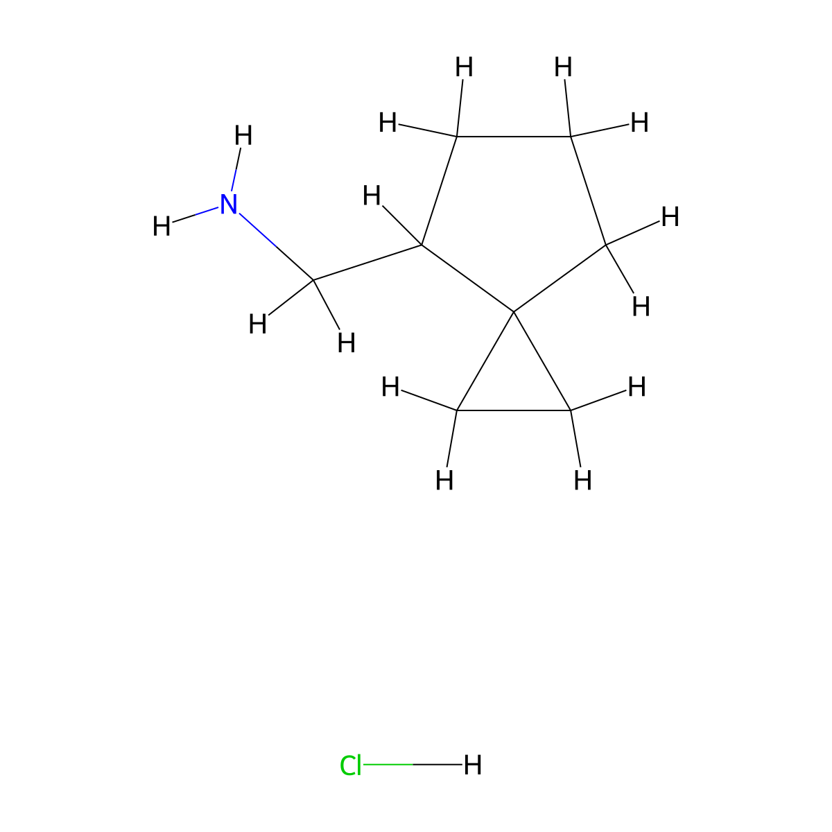 (Spiro(2.4)heptan-4-yl)methanamine hydrochloride molecular structure, CAS 2044713-87-1