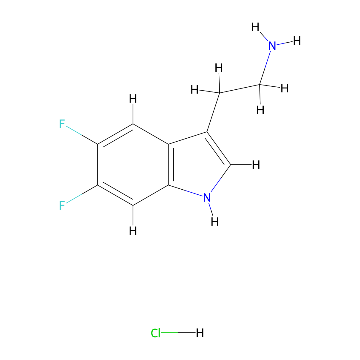 2-(5,6-difluoro-1H-indol-3-yl)ethan-1-amine hydrochloride molecular structure, CAS 2044713-90-6