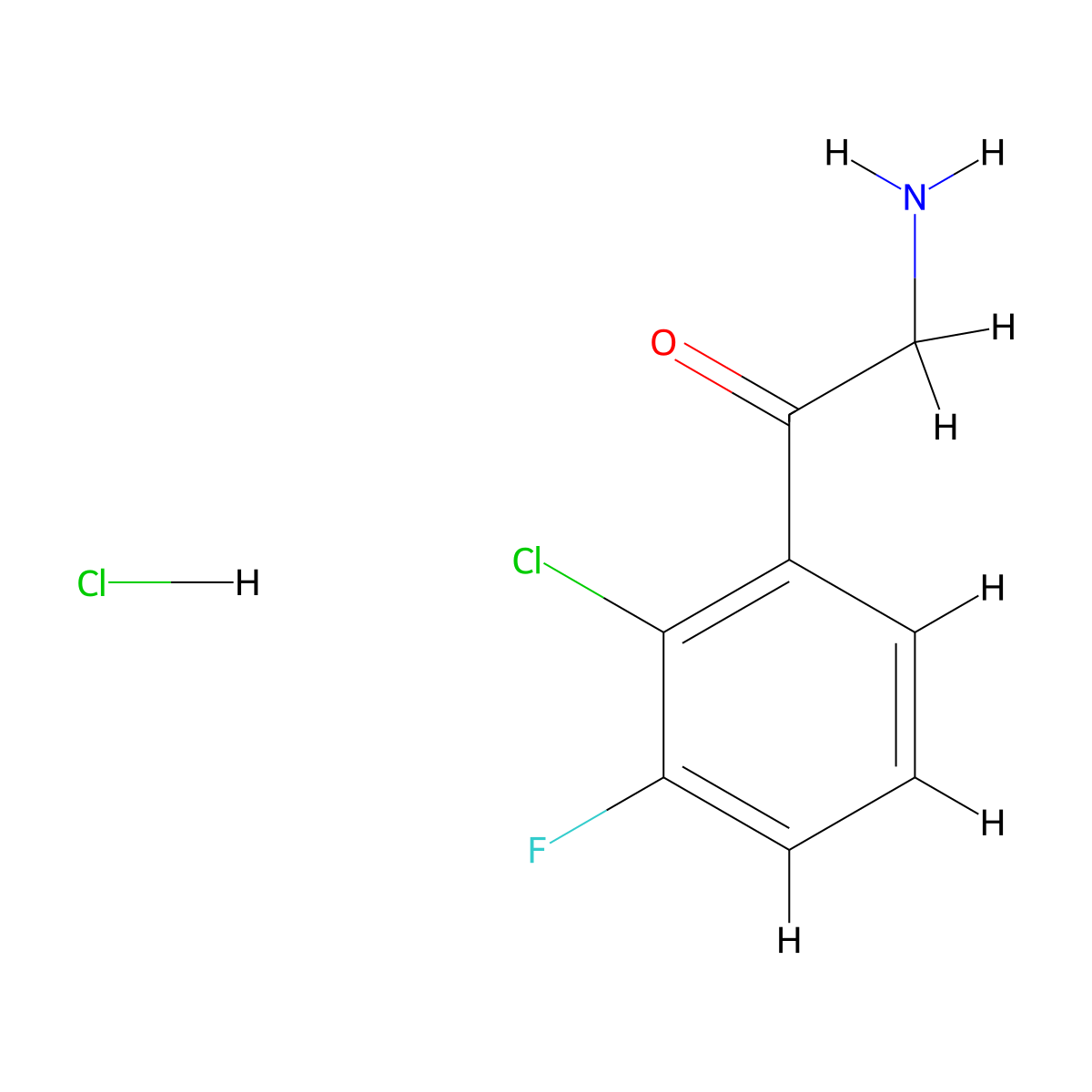 2-Amino-1-(2-chloro-3-fluorophenyl)ethan-1-one hydrochloride molecular structure, CAS 2044713-92-8