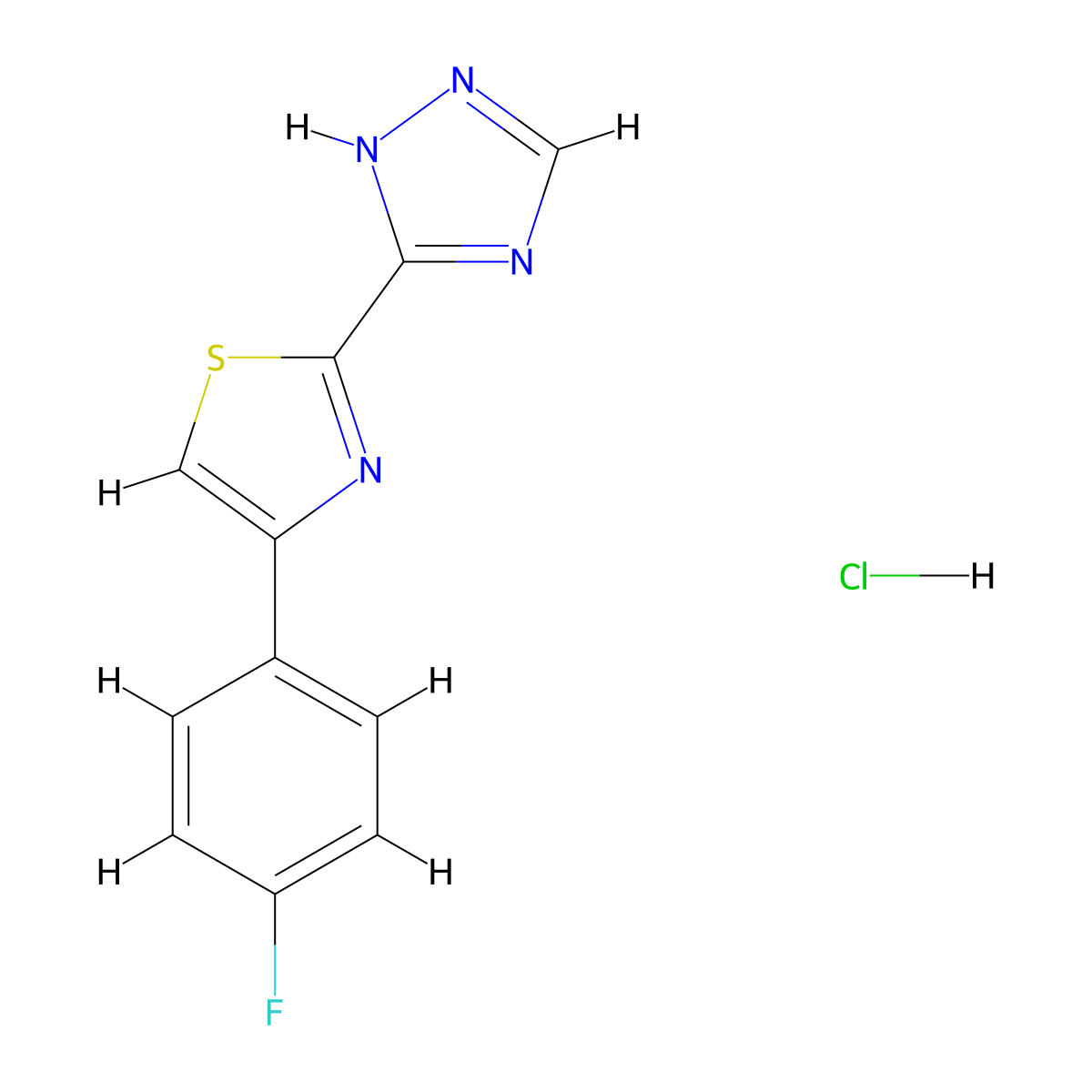 5-[4-(4-fluorophenyl)-1,3-thiazol-2-yl]-1H-1,2,4-triazole hydrochloride molecular structure, CAS 2044713-93-9