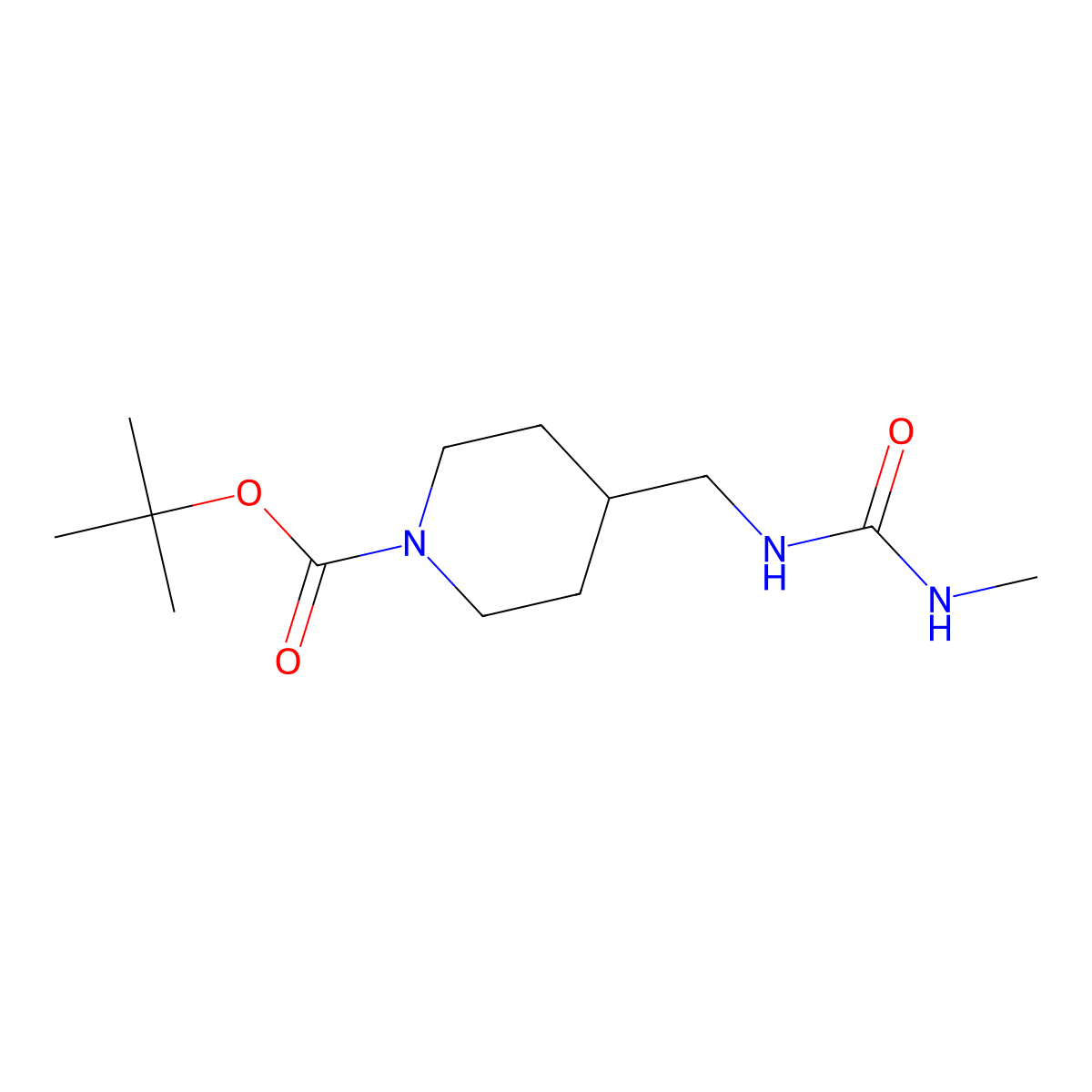 Tert-butyl 4-{[(methylcarbamoyl)amino]methyl}piperidine-1-carboxylate molecular structure, CAS 2044713-98-4