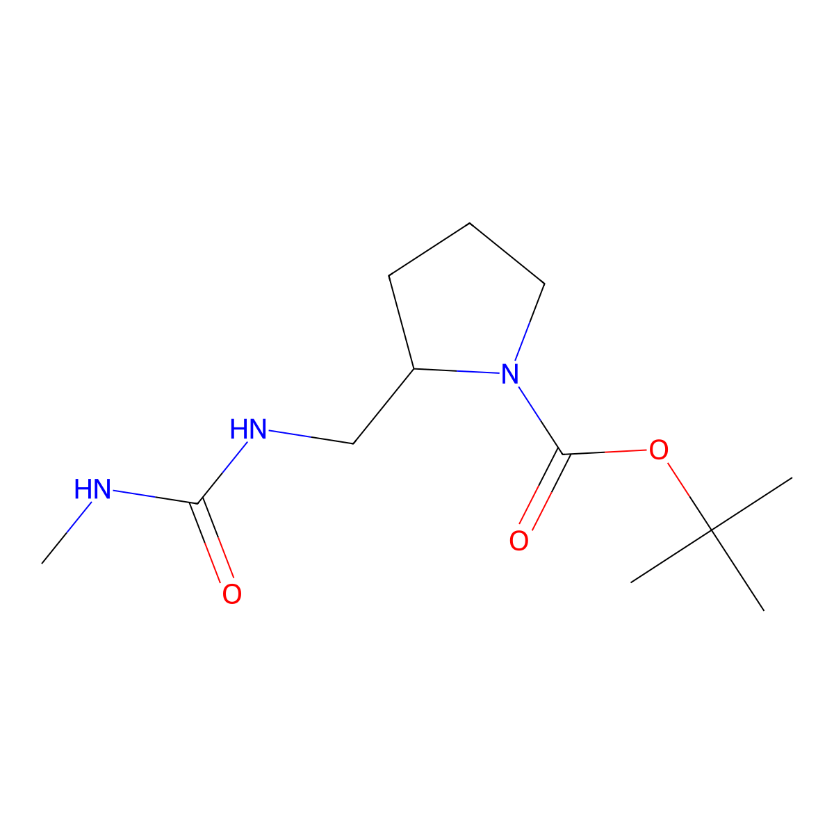 Tert-butyl 2-{[(methylcarbamoyl)amino]methyl}pyrrolidine-1-carboxylate molecular structure, CAS 2044714-01-2