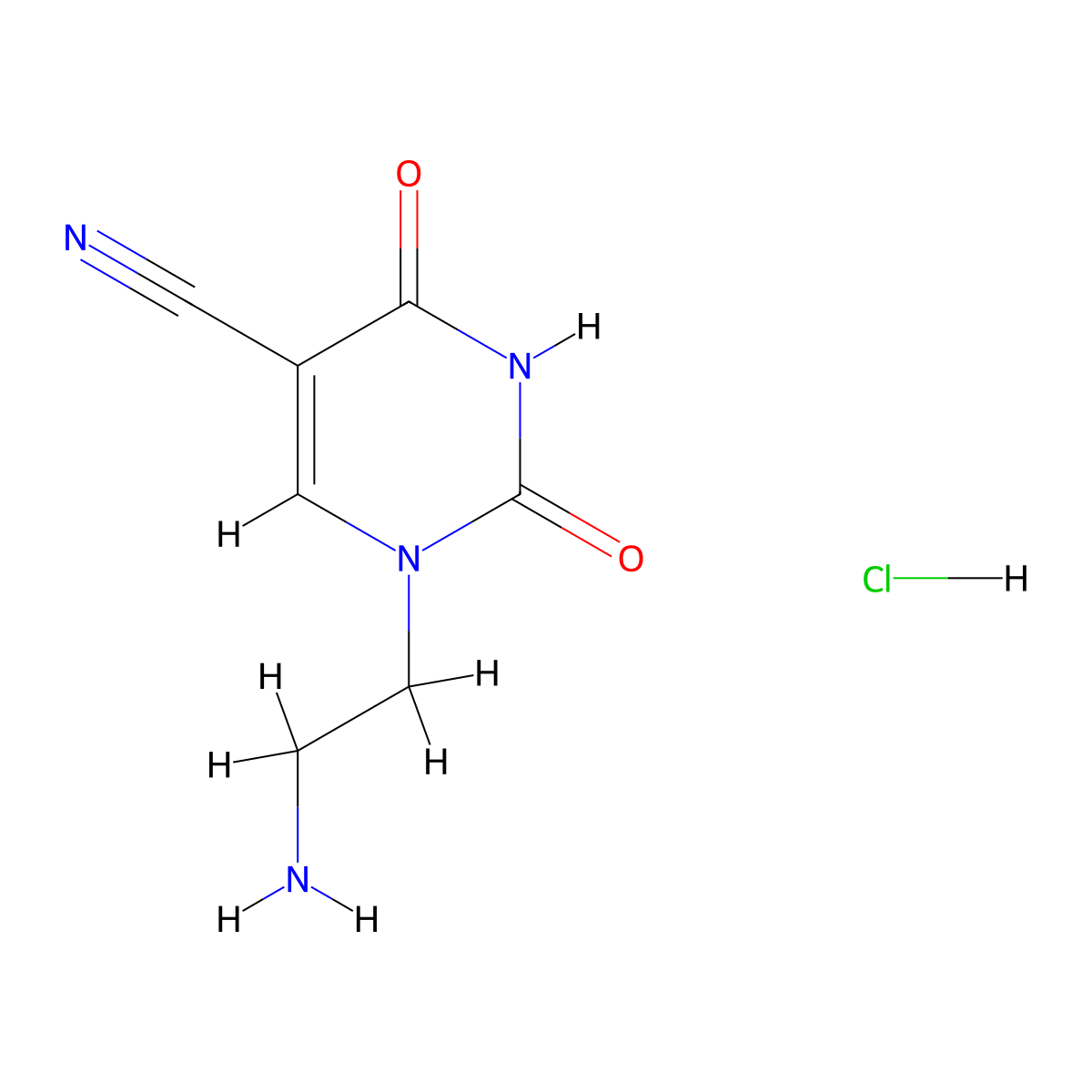 1-(2-Aminoethyl)-2,4-dioxo-1,2,3,4-tetrahydropyrimidine-5-carbonitrile hydrochloride molecular structure, CAS 2044714-04-5