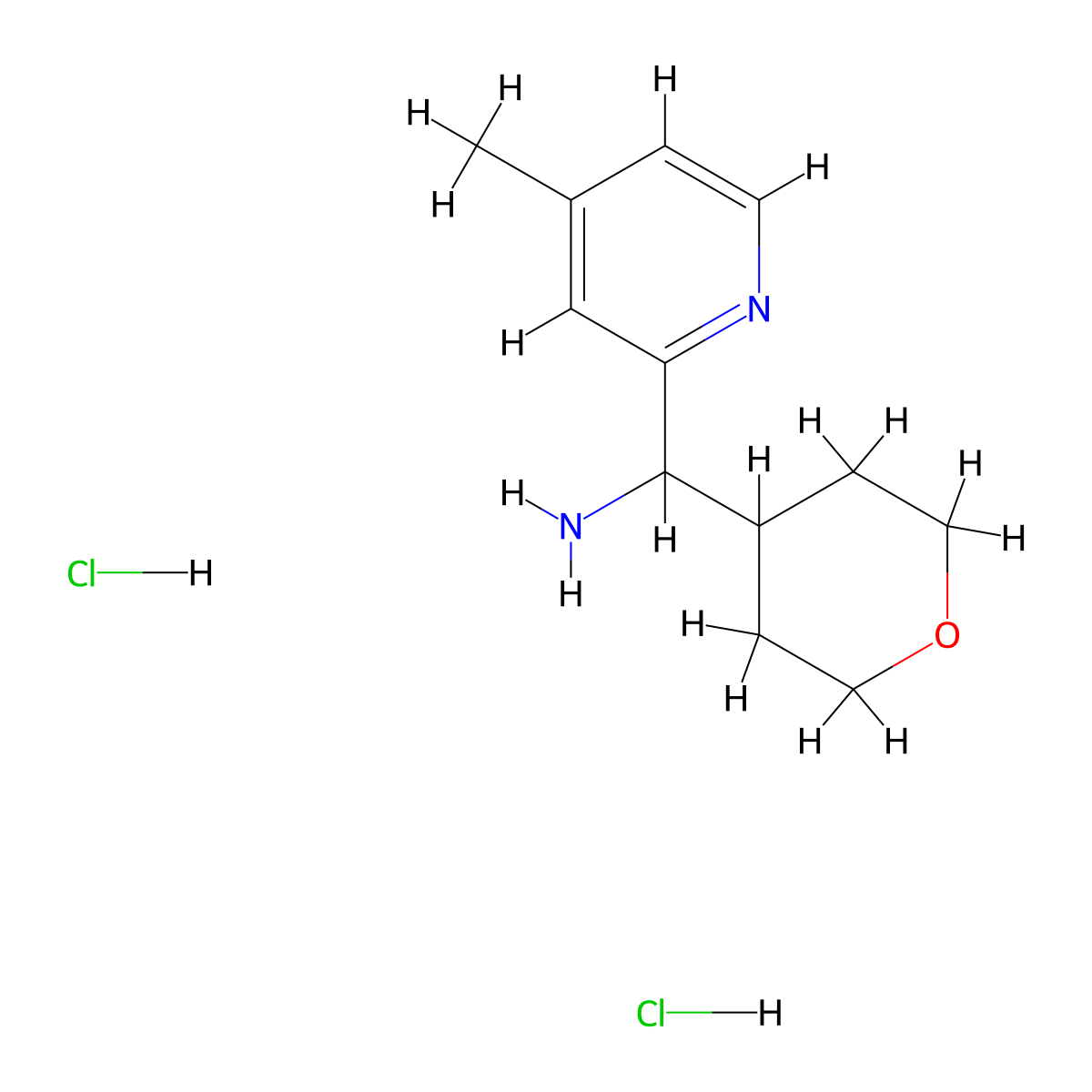 (4-Methylpyridin-2-yl)(oxan-4-yl)methanamine dihydrochloride molecular structure, CAS 2044714-06-7