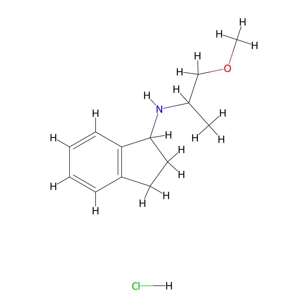 N-(1-methoxypropan-2-yl)-2,3-dihydro-1H-inden-1-amine hydrochloride molecular structure, CAS 2044714-10-3