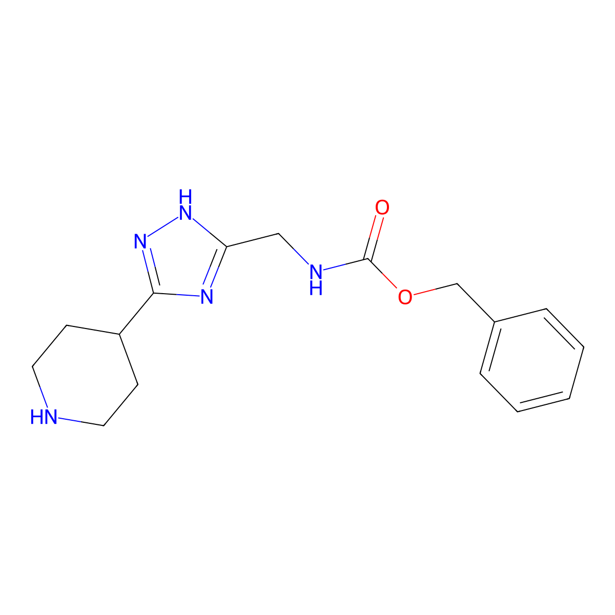 Benzyl N-{[5-(piperidin-4-yl)-1H-1,2,4-triazol-3-yl]methyl}carbamate molecular structure, CAS 2044714-24-9