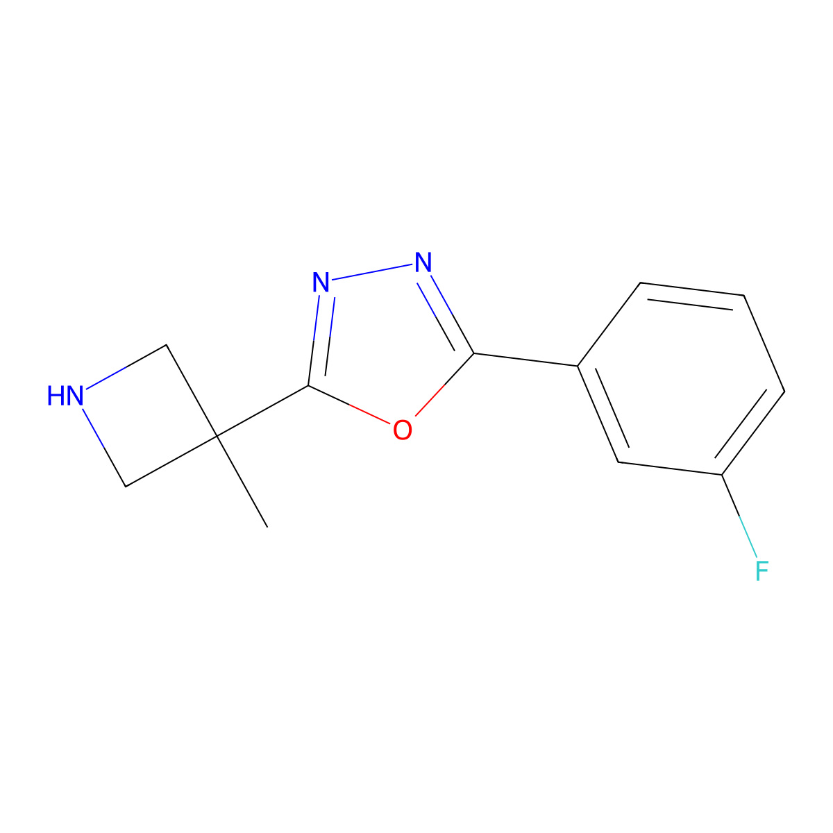 2-(3-Fluorophenyl)-5-(3-methylazetidin-3-yl)-1,3,4-oxadiazole molecular structure, CAS 2044714-26-1