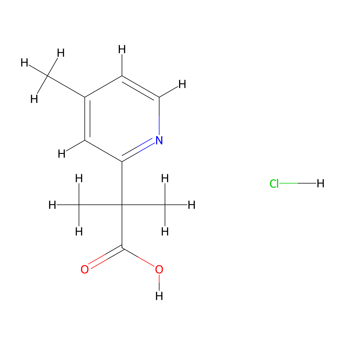 2-Methyl-2-(4-methylpyridin-2-yl)propanoic acid hydrochloride molecular structure, CAS 2044714-31-8