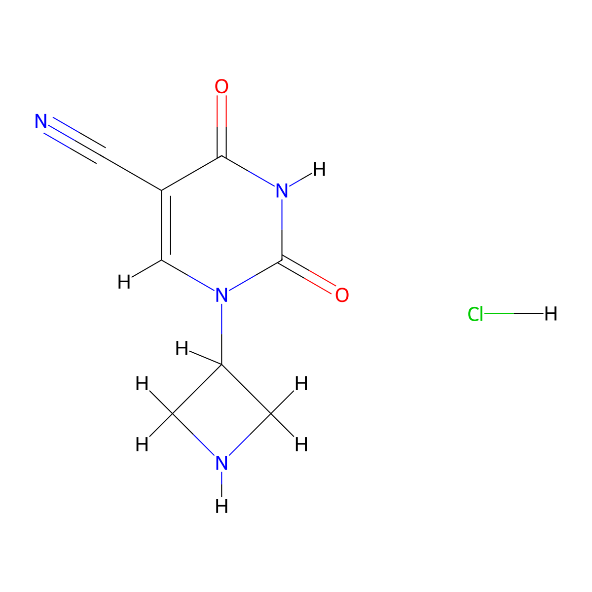 1-(Azetidin-3-yl)-2,4-dioxo-1,2,3,4-tetrahydropyrimidine-5-carbonitrile hydrochloride molecular structure, CAS 2044714-48-7