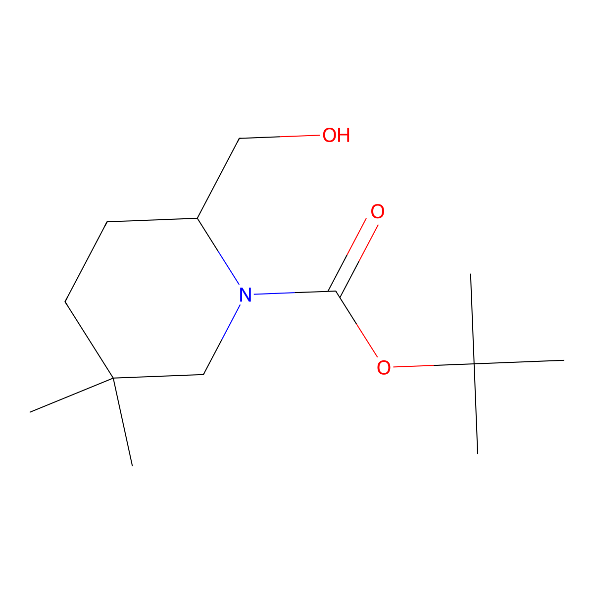 Tert-butyl 2-(hydroxymethyl)-5,5-dimethylpiperidine-1-carboxylate molecular structure, CAS 2044714-58-9