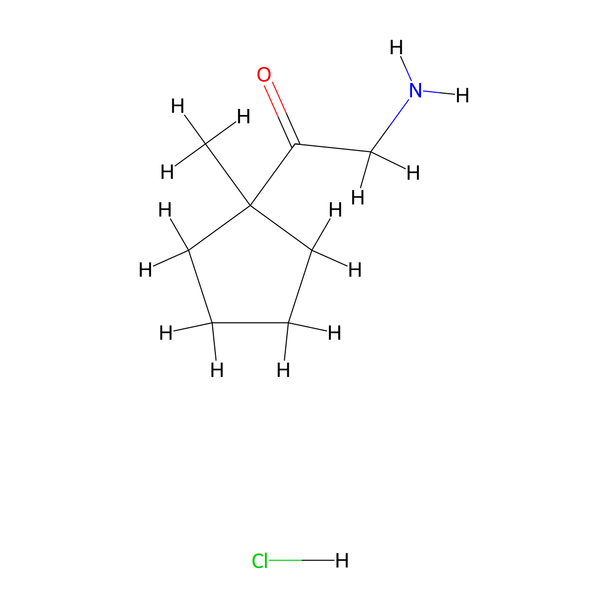 2-Amino-1-(1-methylcyclopentyl)ethan-1-one hydrochloride molecular structure, CAS 2044722-83-8