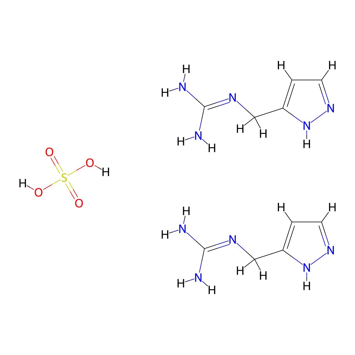 bis(N-[(1H-pyrazol-3-yl)methyl]guanidine), sulfuric acid molecular structure, CAS 2044722-94-1