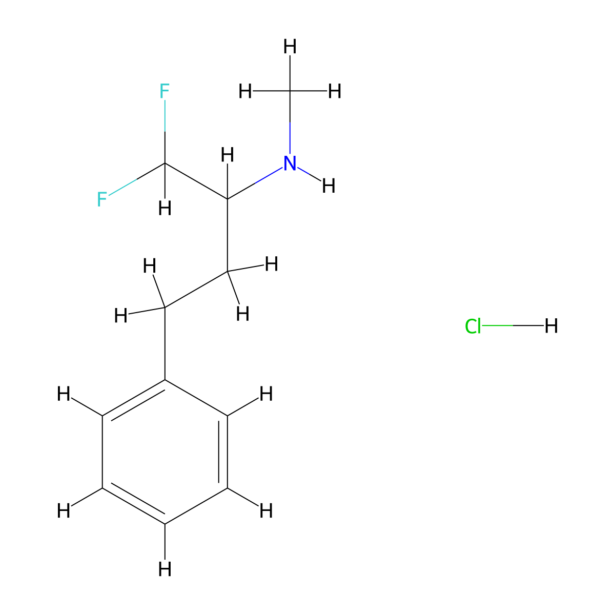 (1,1-Difluoro-4-phenylbutan-2-yl)(methyl)amine hydrochloride molecular structure, CAS 2044723-13-7