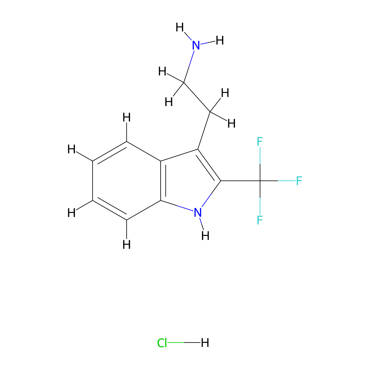 2-(2-(trifluoromethyl)-1H-indol-3-yl)ethan-1-amine hydrochloride molecular structure, CAS 2044744-71-8