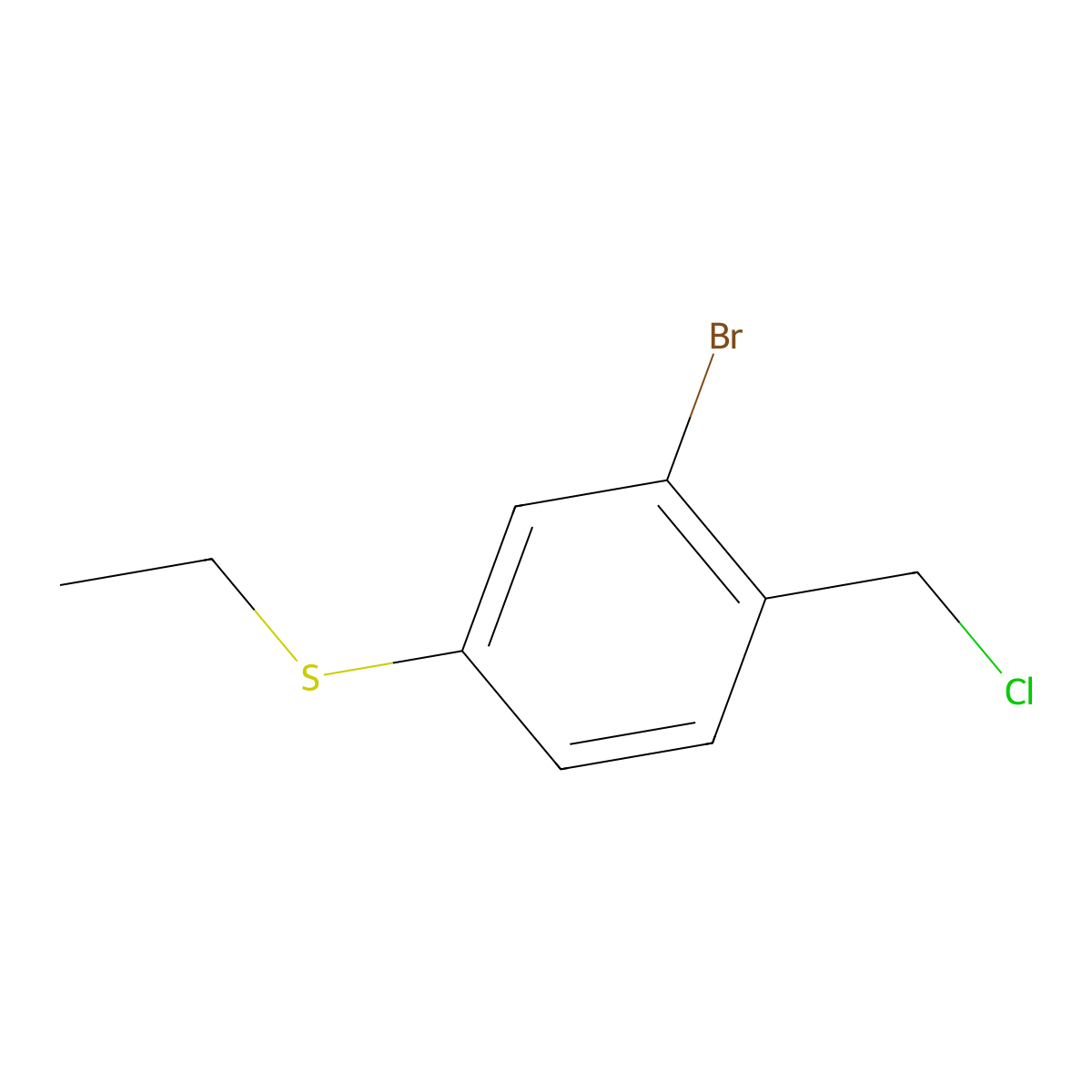 2-Bromo-1-(chloromethyl)-4-(ethylsulfanyl)benzene molecular structure, CAS 2044745-15-3