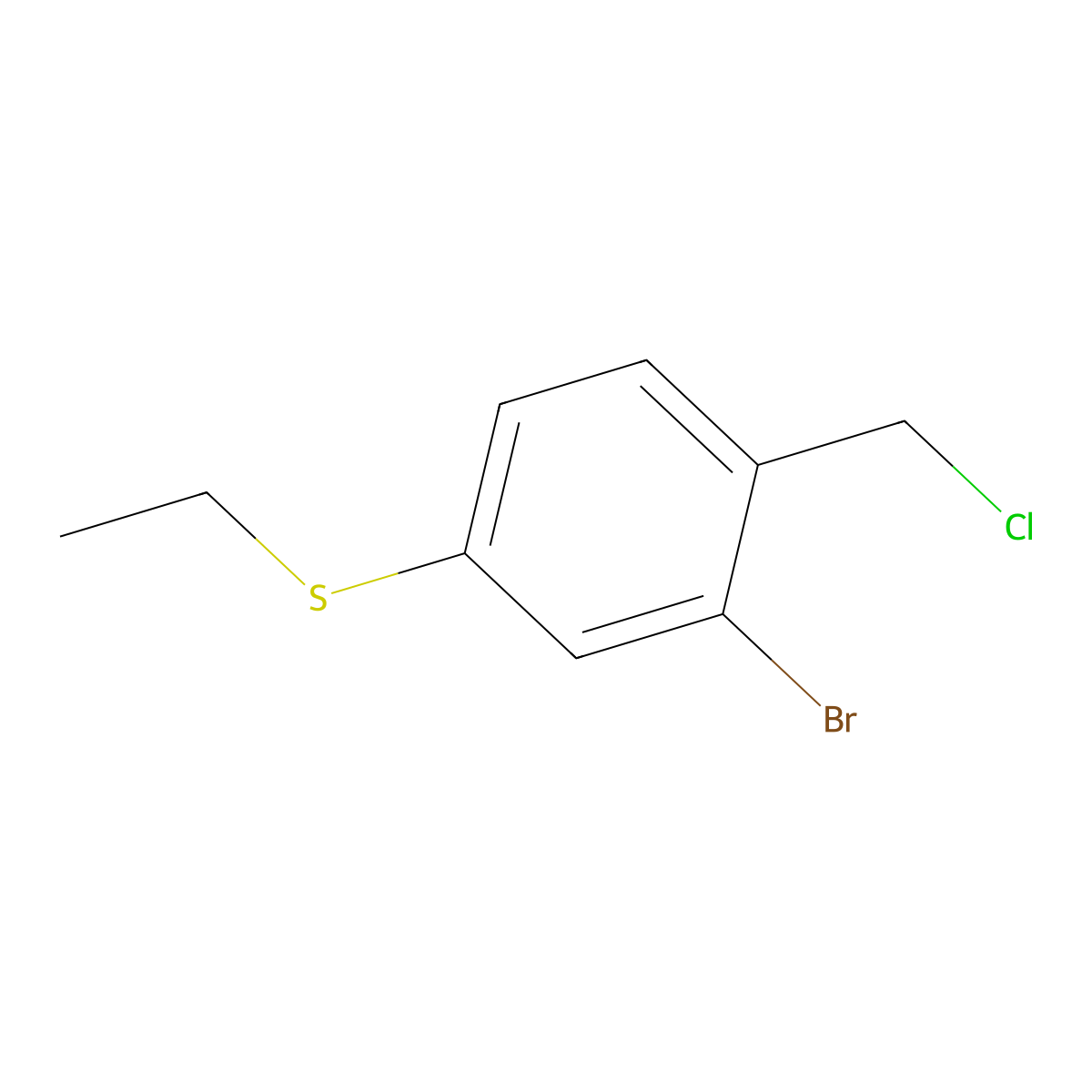 2-Bromo-1-(chloromethyl)-4-(ethylsulfanyl)benzene molecular structure, CAS 2044745-15-3