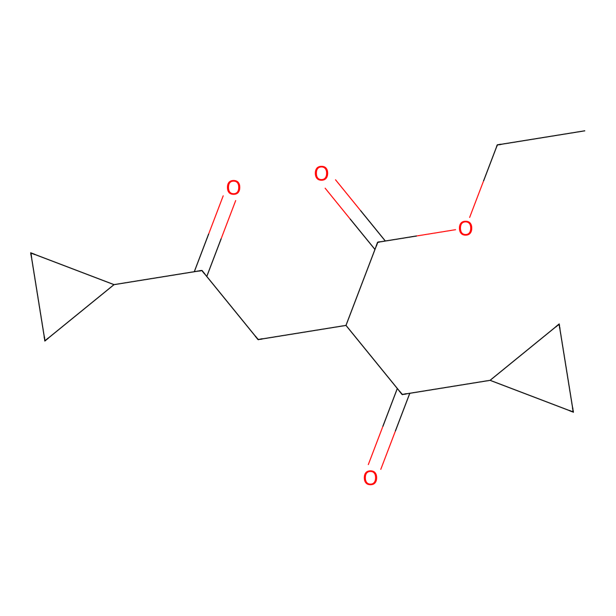 Ethyl 2-cyclopropanecarbonyl-4-cyclopropyl-4-oxobutanoate molecular structure, CAS 2044745-25-5