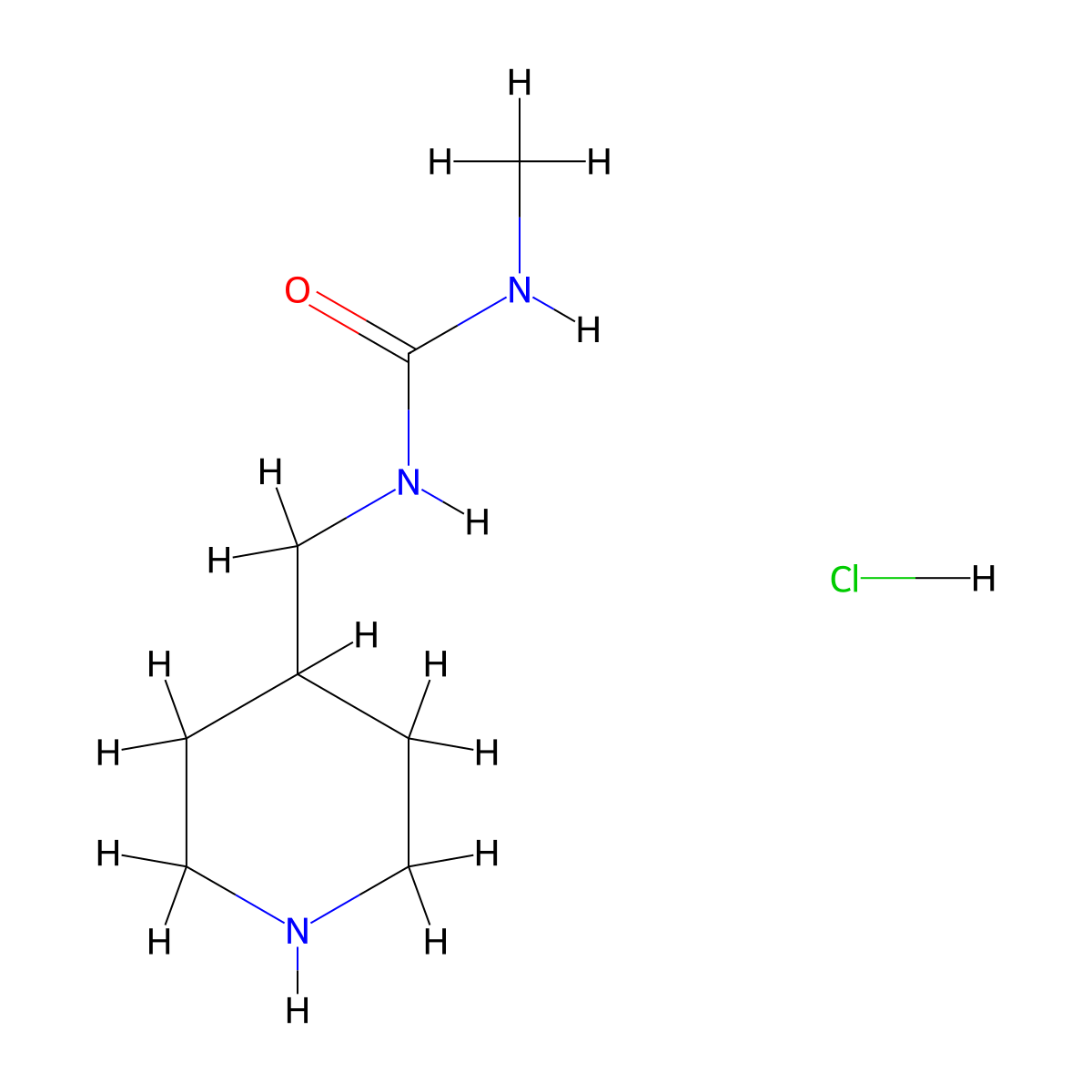 3-Methyl-1-((piperidin-4-yl)methyl)urea hydrochloride molecular structure, CAS 2044745-32-4
