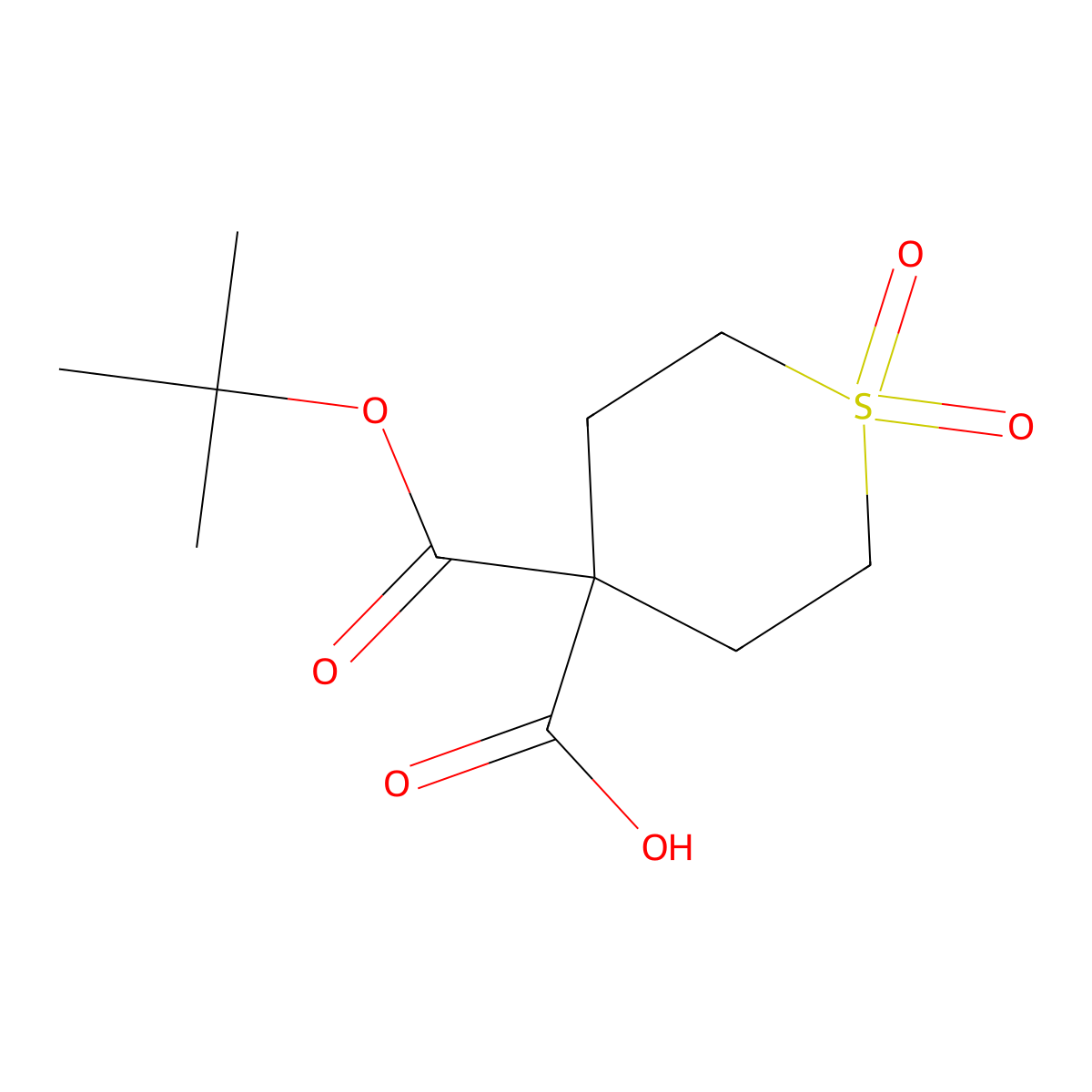 4-[(Tert-butoxy)carbonyl]-1,1-dioxo-1lambda6-thiane-4-carboxylic acid molecular structure, CAS 2044773-02-4