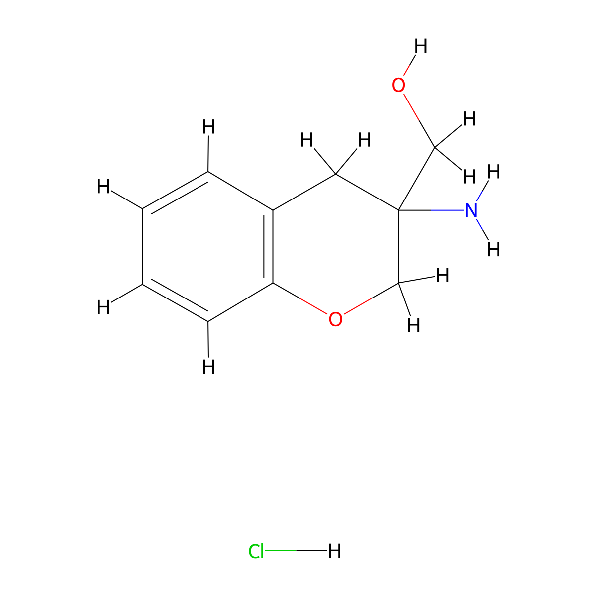 (3-amino-3,4-dihydro-2H-1-benzopyran-3-yl)methanol hydrochloride molecular structure, CAS 2044773-90-0