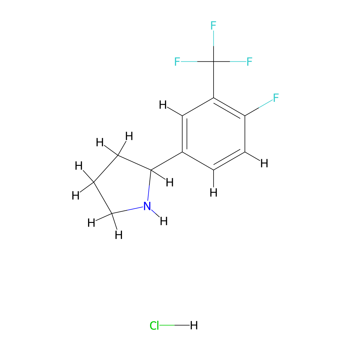 2-[4-Fluoro-3-(trifluoromethyl)phenyl]pyrrolidine hydrochloride molecular structure, CAS 2044796-26-9