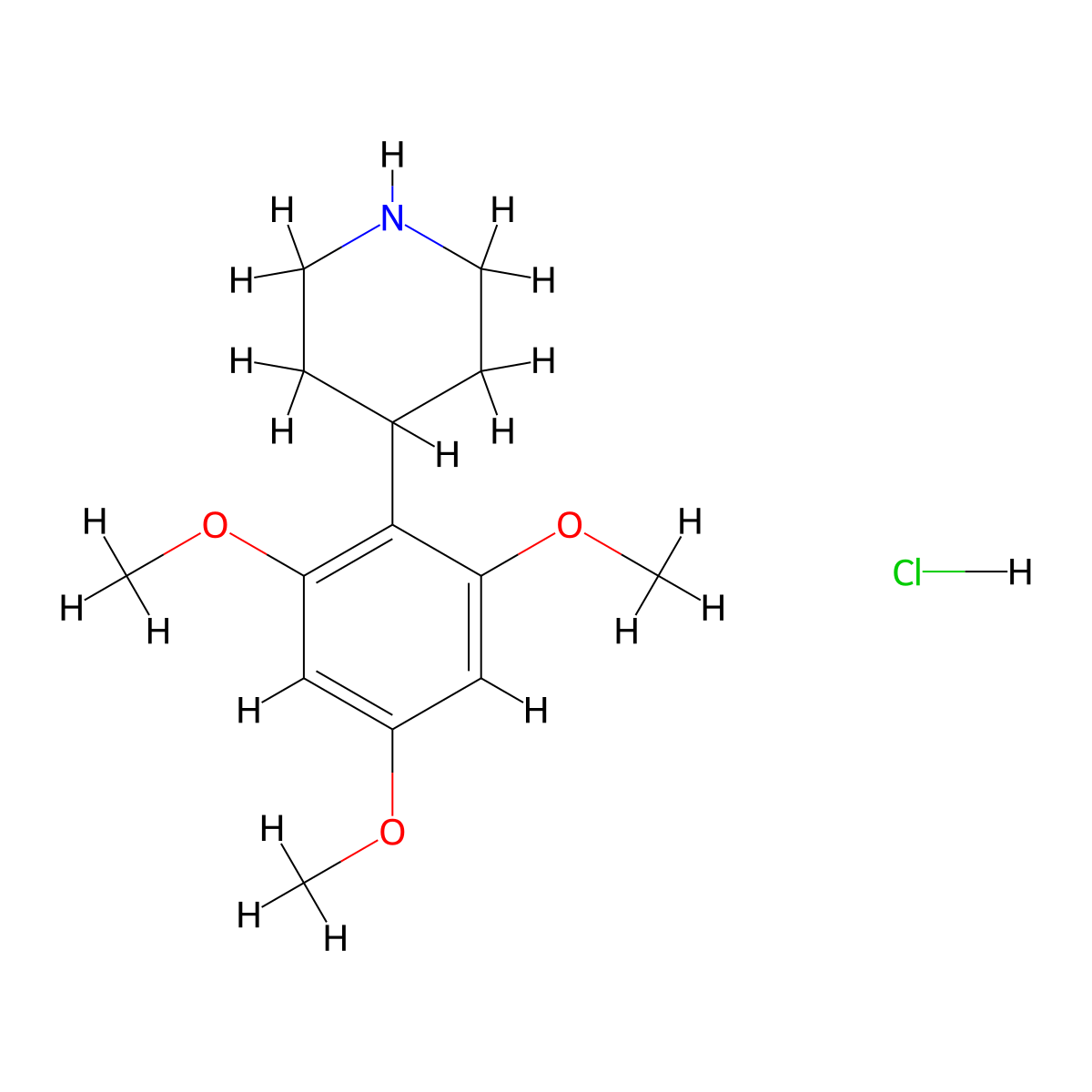 4-(2,4,6-Trimethoxyphenyl)piperidine hydrochloride molecular structure, CAS 2044796-37-2