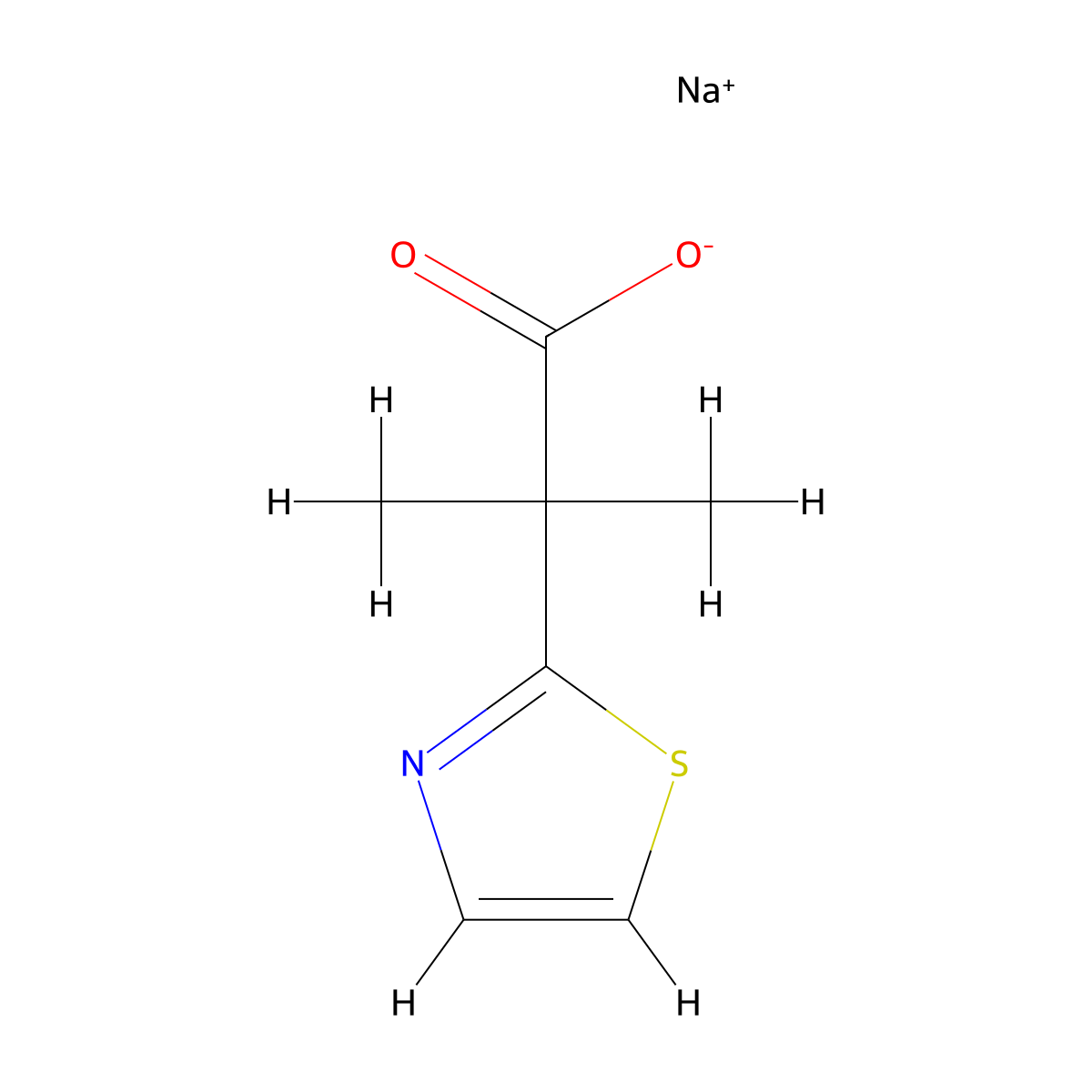 Sodium 2-methyl-2-(1,3-thiazol-2-yl)propanoate molecular structure, CAS 2044796-55-4