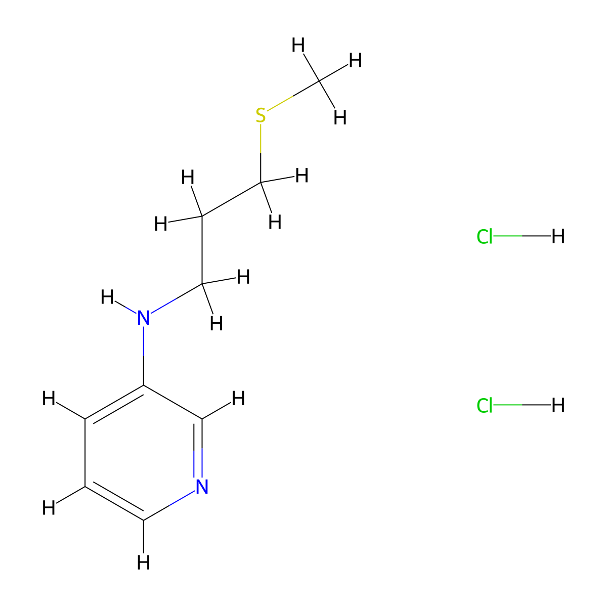 N-[3-(methylsulfanyl)propyl]pyridin-3-amine dihydrochloride molecular structure, CAS 2044796-57-6
