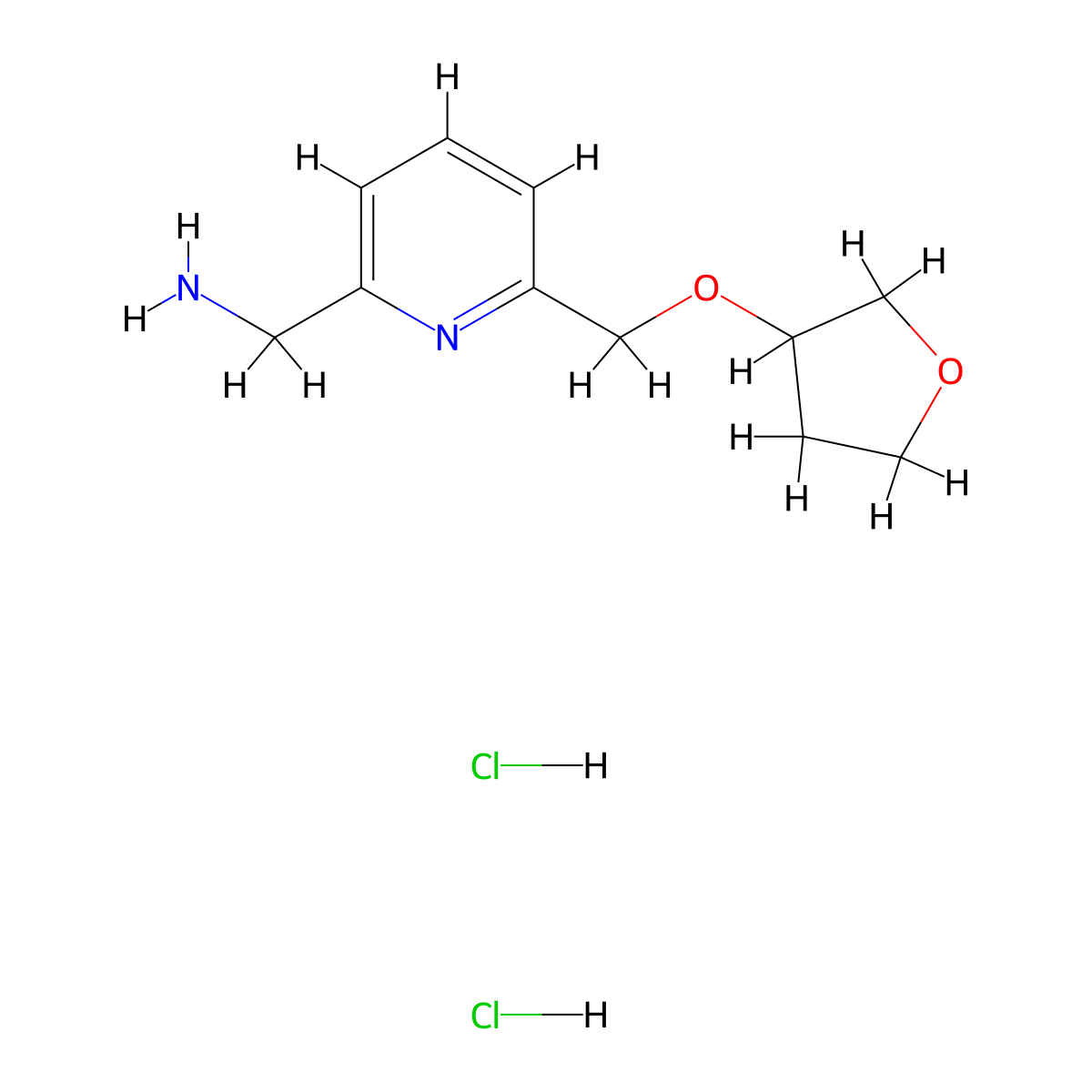 (6-((Oxolan-3-yloxy)methyl)pyridin-2-yl)methanamine dihydrochloride molecular structure, CAS 2044796-66-7
