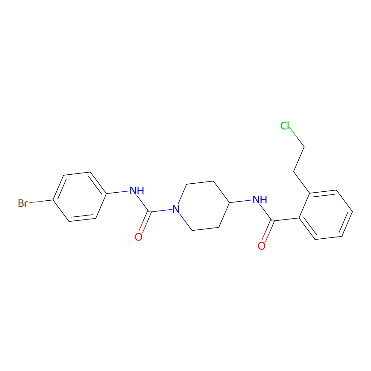 N-(4-bromophenyl)-4-[2-(2-chloroethyl)benzamido]piperidine-1-carboxamide molecular structure, CAS 2044796-86-1