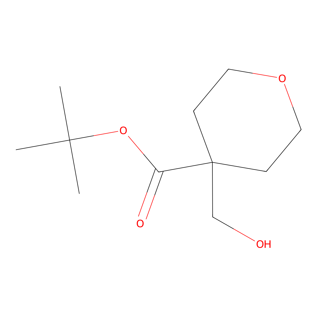 Tert-butyl 4-(hydroxymethyl)oxane-4-carboxylate molecular structure, CAS 2044796-94-1