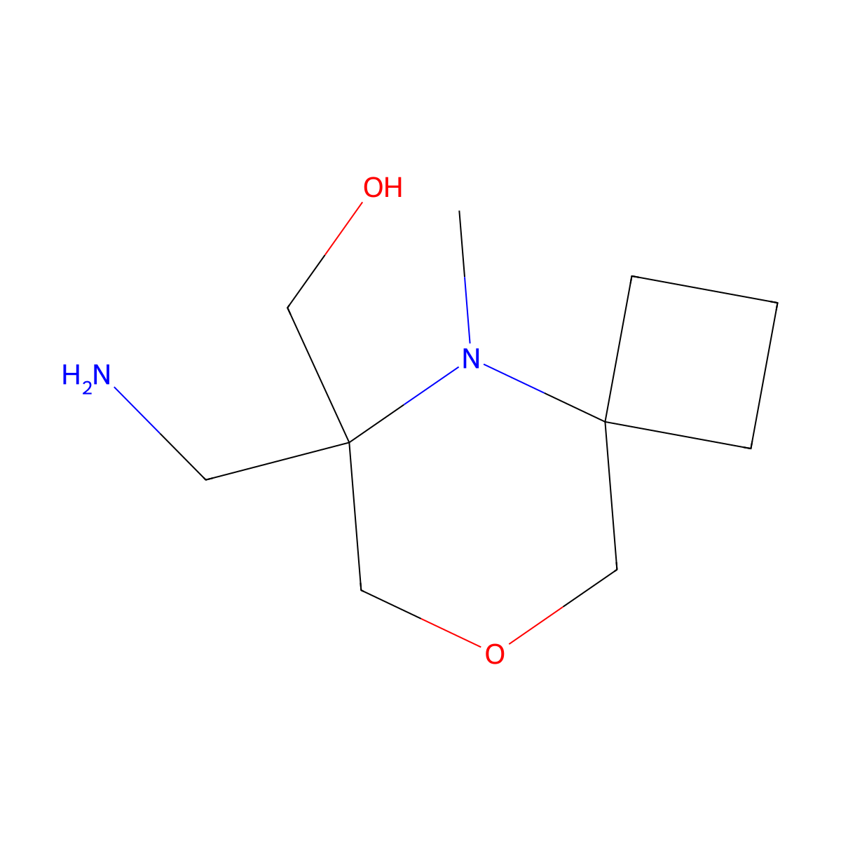 [6-(Aminomethyl)-5-methyl-8-oxa-5-azaspiro[3.5]nonan-6-yl]methanol molecular structure, CAS 2044797-00-2