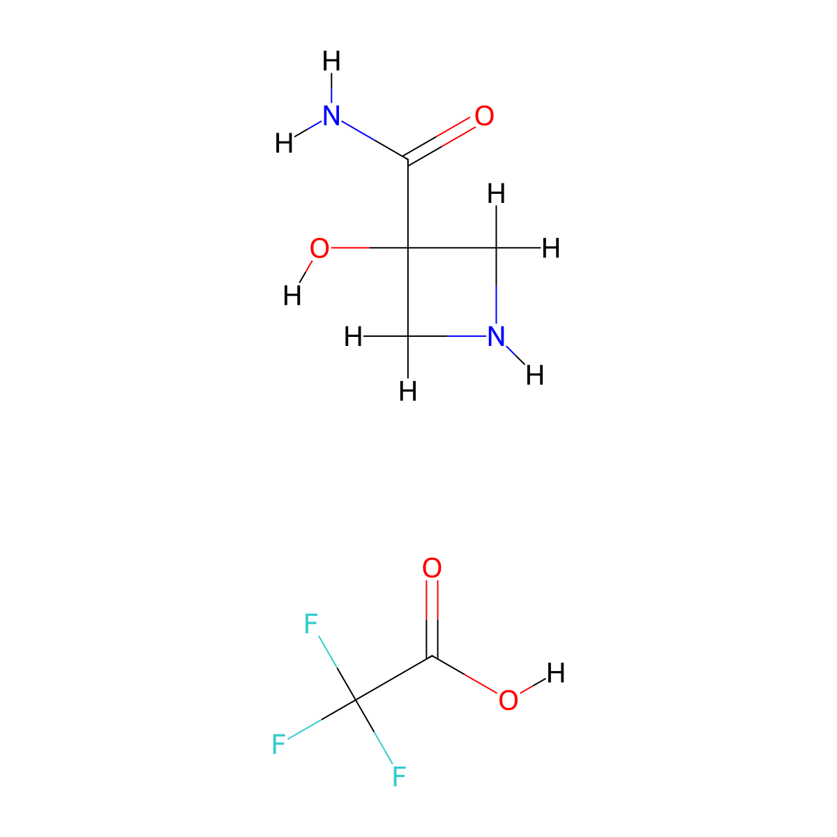 3-Hydroxyazetidine-3-carboxamide; trifluoroacetic acid molecular structure, CAS 2044797-06-8