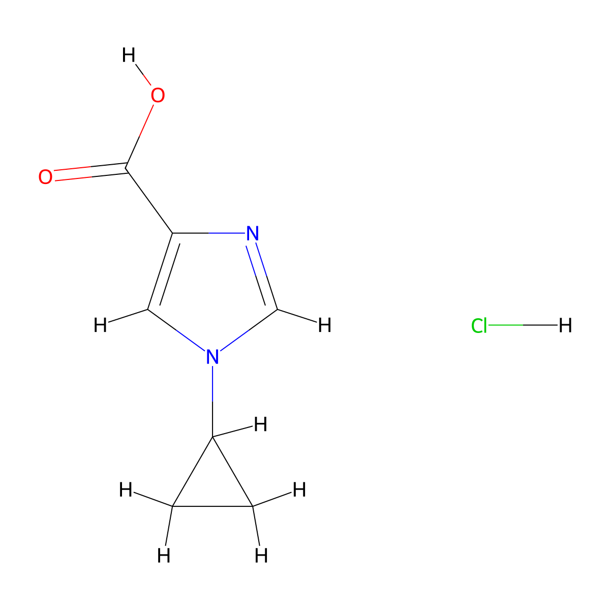 1-cyclopropyl-1H-imidazole-4-carboxylic acid hydrochloride molecular structure, CAS 2044797-07-9