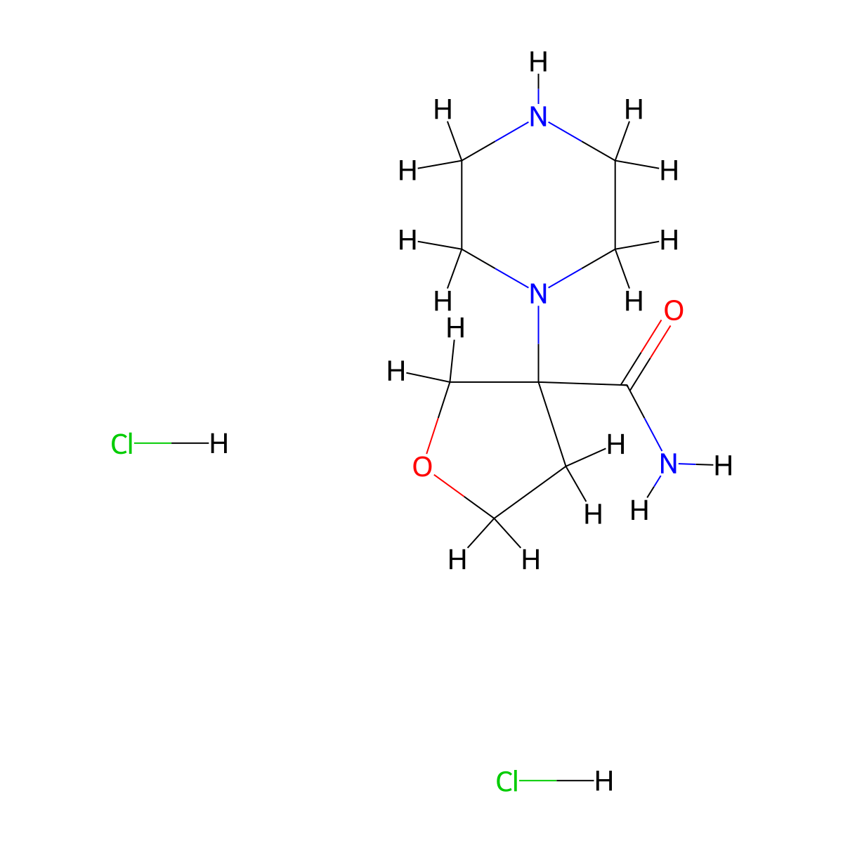 3-(Piperazin-1-yl)oxolane-3-carboxamide dihydrochloride molecular structure, CAS 2044797-35-3