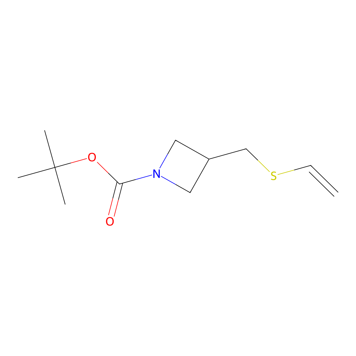 Tert-butyl 3-((ethenylsulfanyl)methyl)azetidine-1-carboxylate molecular structure, CAS 2044797-38-6