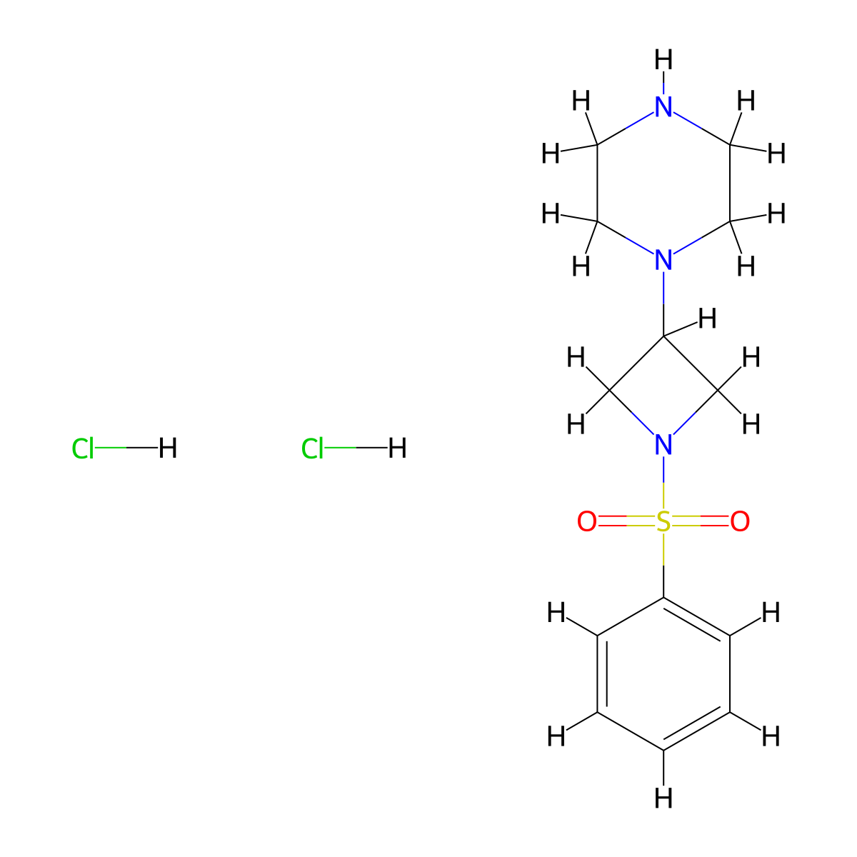 1-[1-(Benzenesulfonyl)azetidin-3-yl]piperazine dihydrochloride molecular structure, CAS 2044797-40-0