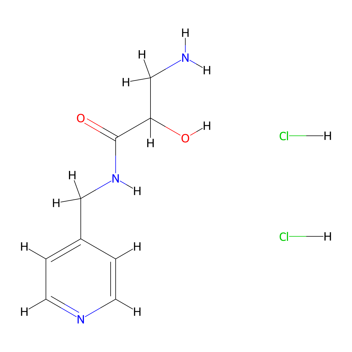 3-amino-2-hydroxy-N-[(pyridin-4-yl)methyl]propanamide dihydrochloride molecular structure, CAS 2044834-43-5