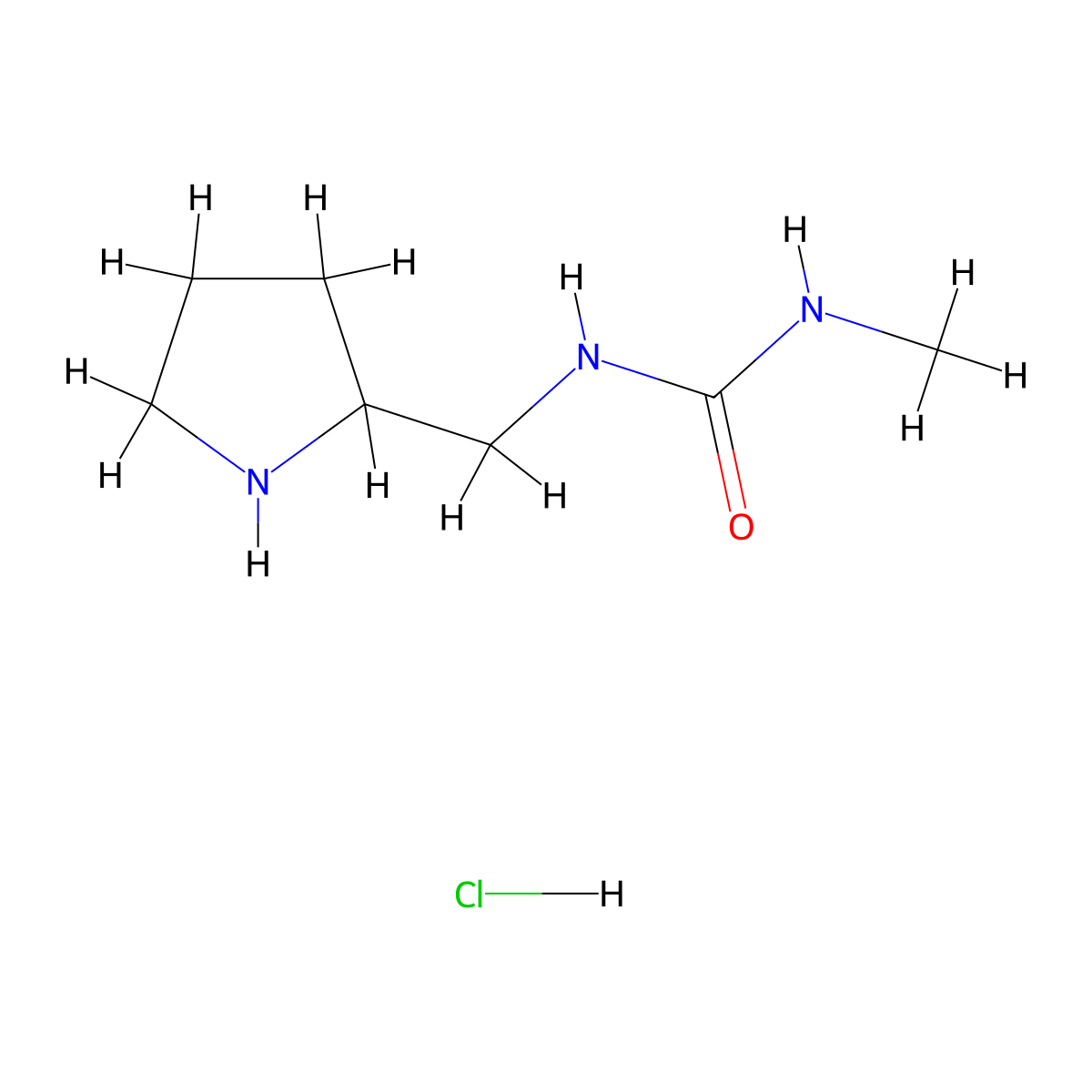 3-Methyl-1-((pyrrolidin-2-yl)methyl)urea hydrochloride molecular structure, CAS 2044834-44-6