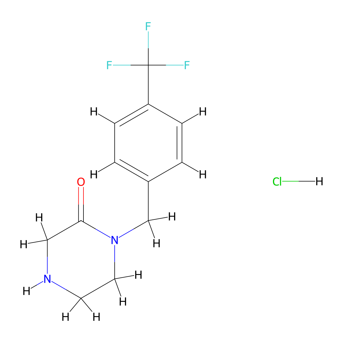 1-{[4-(Trifluoromethyl)phenyl]methyl}piperazin-2-one hydrochloride molecular structure, CAS 2044834-79-7